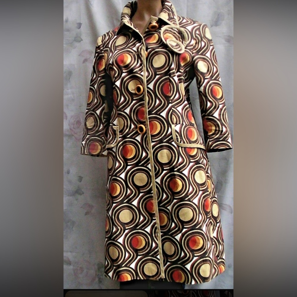 Zara Multicolor Circular Pattern Coat - image 1